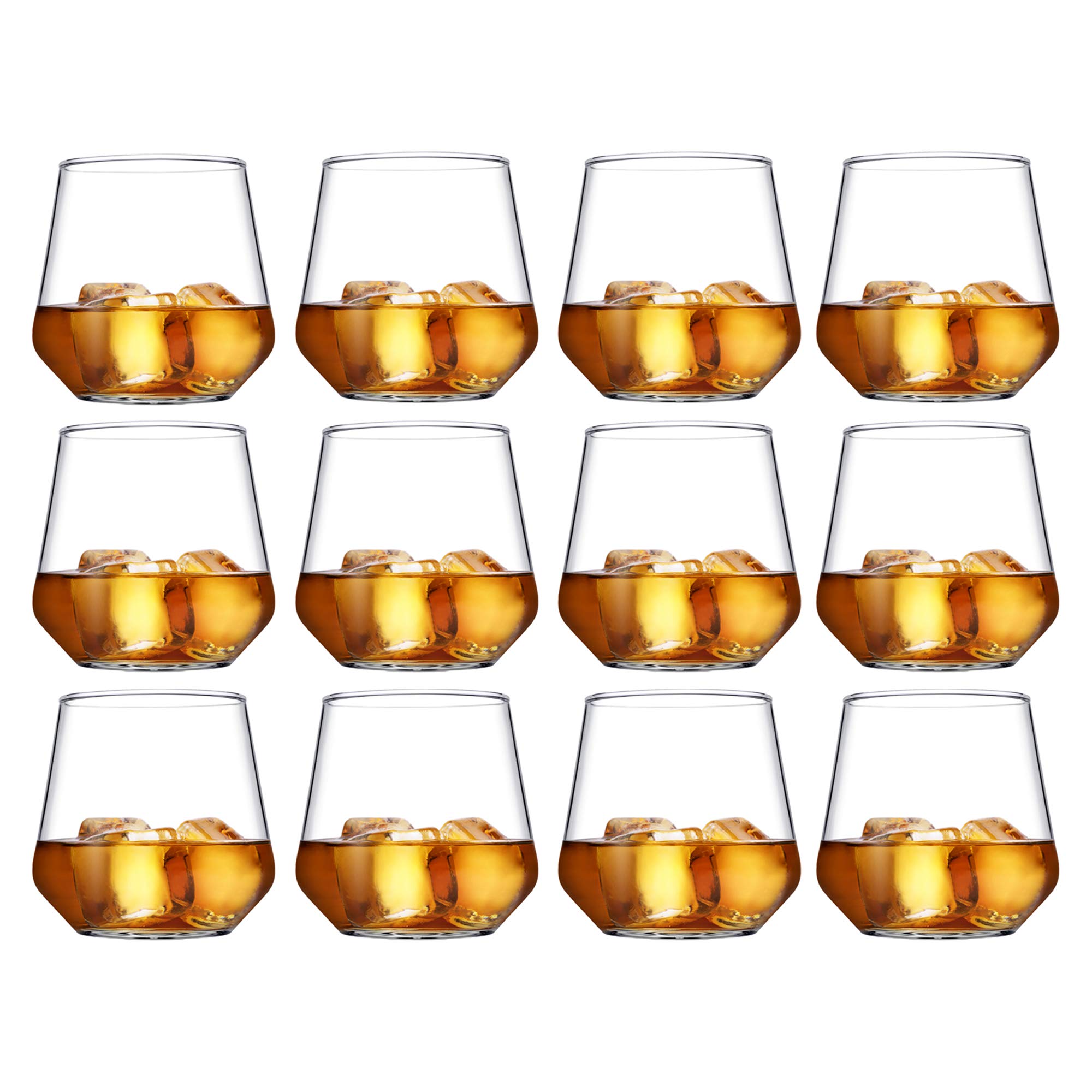 Clear 6 PCS Set of Whiskey Tumblers, Modern Look Contemporary Design Whiskey Gin Glasses | Comes in Sets of 6 or 12 (12)