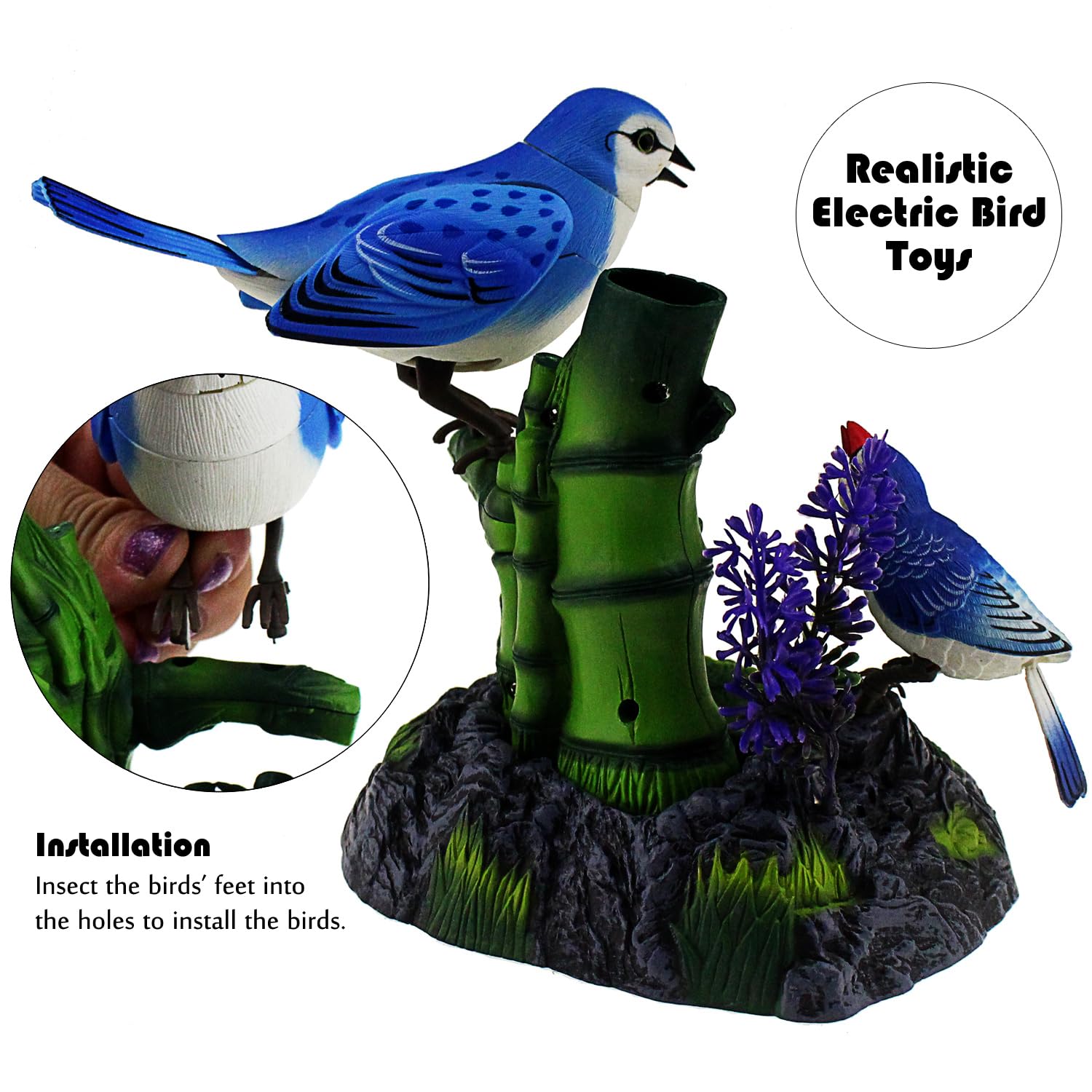 Juguetes electrónicos realistas para pájaros, animales eléctricos, mascotas, mover, chirp, hogar, oficina, mesa, escritorio, decoración de pared, regalos de cumpleaños para niños 2