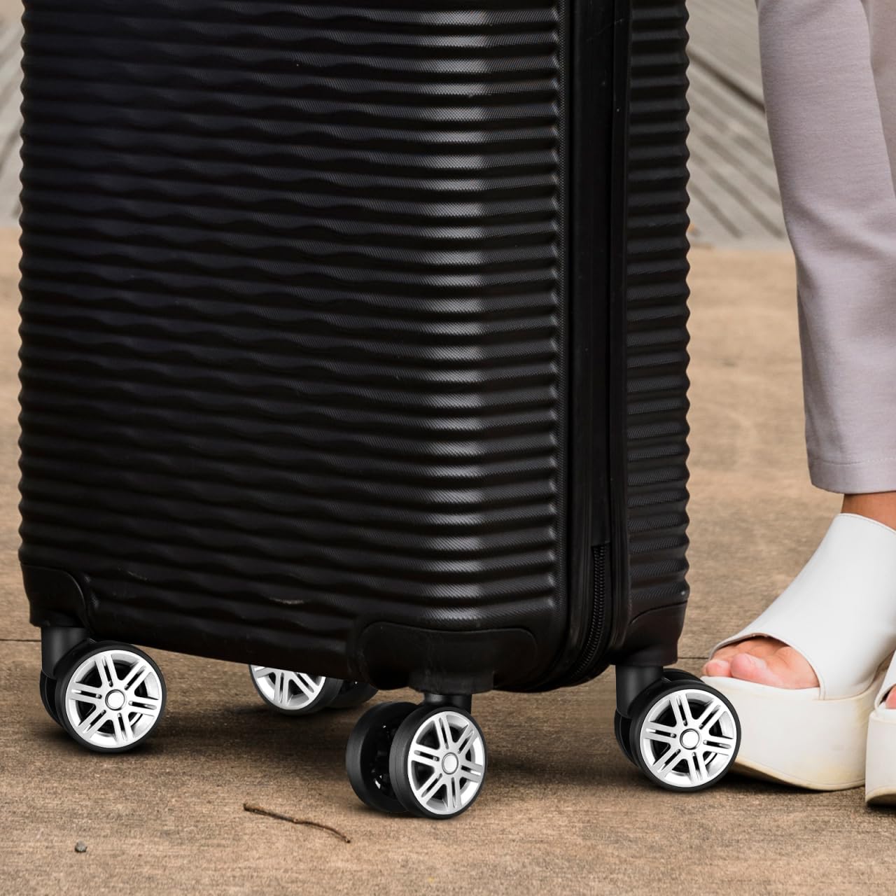 4 ruedas de repuesto para maleta de titanio, material ABS con diseño robusto de doble rueda y amplia compatibilidad, carrete para carro y rueda de equipaje