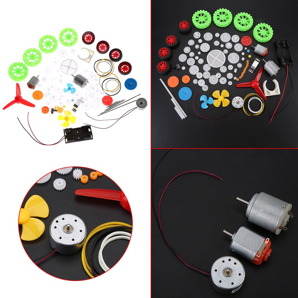 Toy Car Gears Kits Plastic Gears Belts Bushings Pulleys Wheels Gears Assortment DIY Accessories for Cars Robots