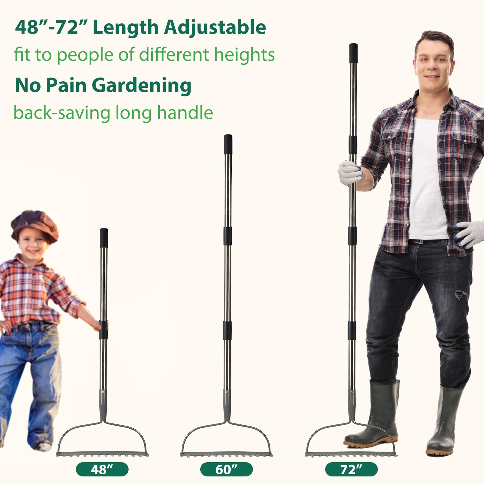Snapklik.com : Rake For Leaves, Garden Bow Rake Heavy Duty, 48 In Leaf ...