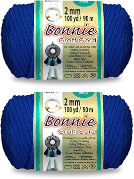 Pepperell Bonnie Braid Macrame Cord | 2mm x 100yd | Royal Value 2-Pack | Twisted Polypropylene Cord for DIY Crafts, Plant Hangers, Wall Hangings, Crochet & Macrame | Long-Lasting, Vibrant Color