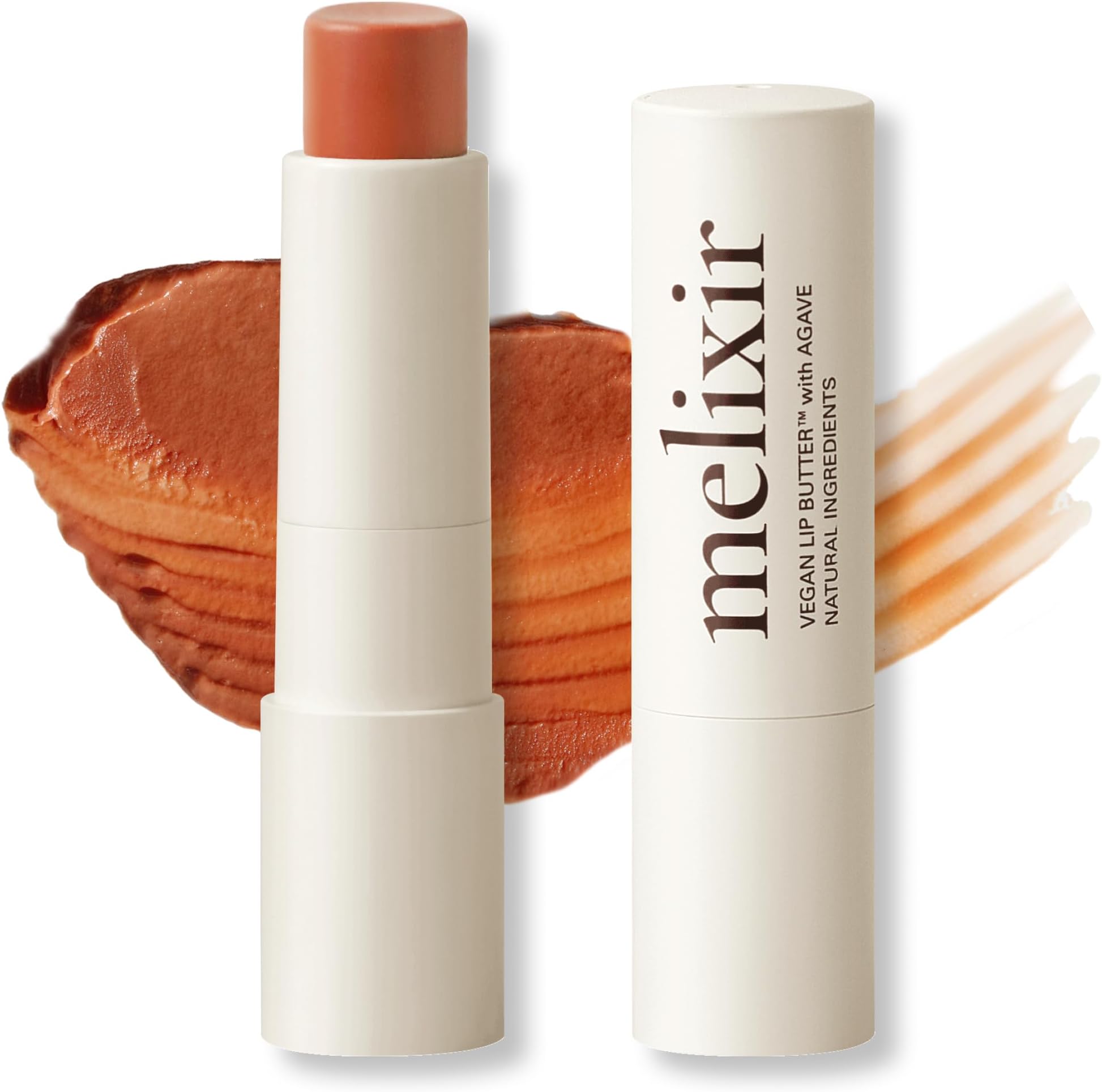 Melixir Vegan Lip Butter, Tinted Lip Balm Stick - 12 Caramel, Bee-Free