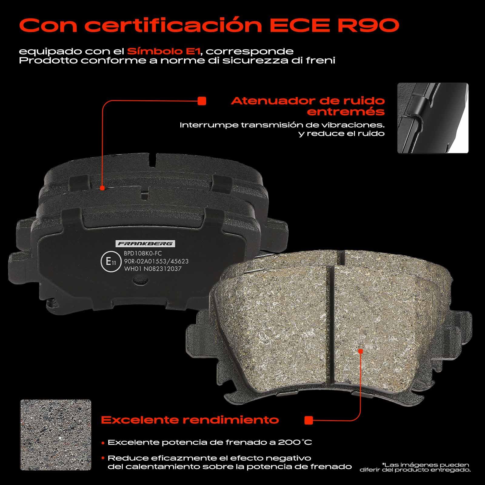 Frankberg 2 discos de freno de Ø282 mm + 4 pastillas de freno | 3CD615601; Compatible con: Altea XL 5P5 5P8, T.o.u.r.a.n 1T1 1T2, CC 358, Golf Plus 521 5M1, O.c.t.a.v.i.a II 1Z3