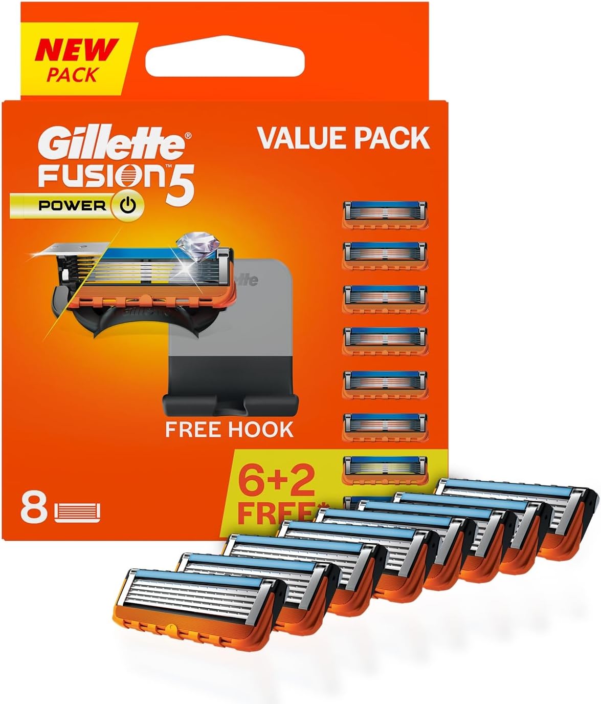Fusion Power Blades For Men With Styling Back Blade - 8 Count For Perfect Shave And Perfect Beard Shape