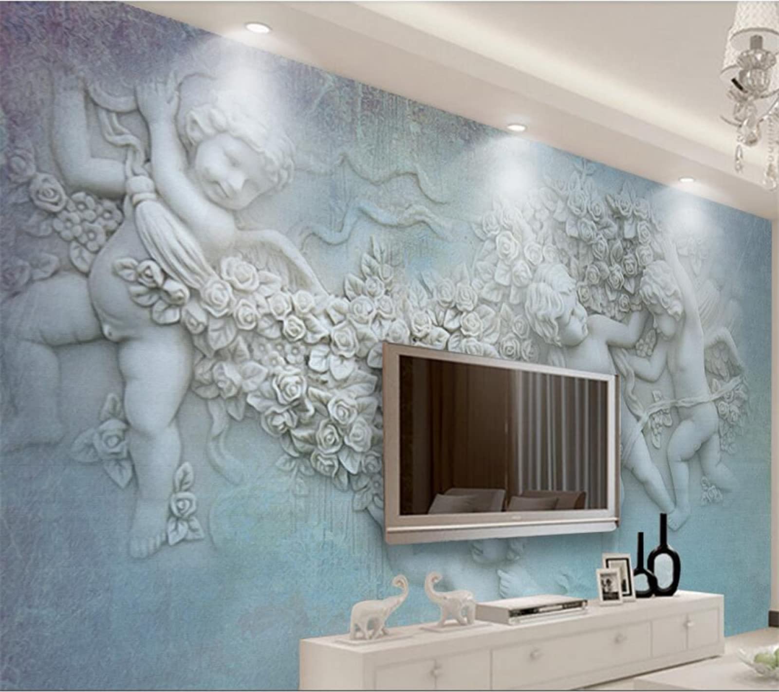 Custom Mural Wallpaper European-Style Small Angel Cupid Tv - View #3