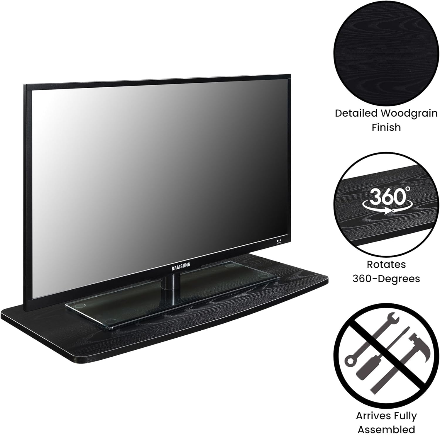 Designs2Go XL Single Tier Swivel Riser for TVs up to 37 Inches