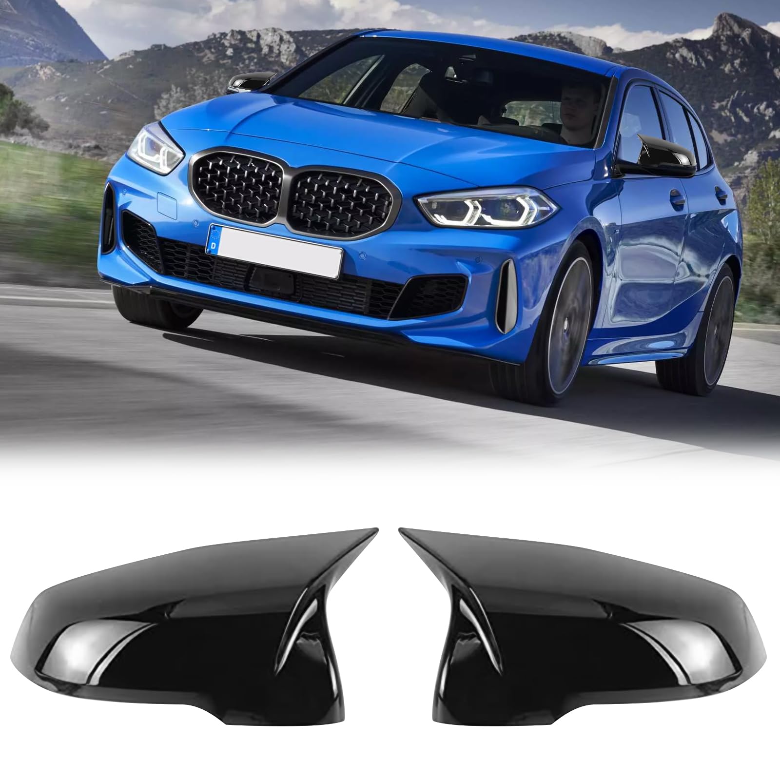 Spiegelabdeckungen Ersatz für BMW 1 Series Touring F40/F53 2017-2024/2 Series Gran Coupe F44 2020-2024/X1 F48 F49 2016-2022/X2 F39 2018-2023, 1 Paar Auto Spiegelkappen Außenspiegelkappe