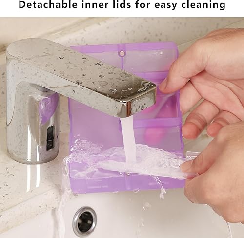 Vista 92 de FYY - 2 pastilleros diarios con 7 compartimentos para pastillas, para viaje, diseño plegable, para guardar vitaminas, aceite de hígado de bacalao