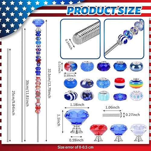 Miniatura 8 de Kit de varitas de jardín con estacas de cuentas de hadas, cuentas europeas con diamantes de cristal y varillas roscadas de 12 o 10 pulgadas, estacas