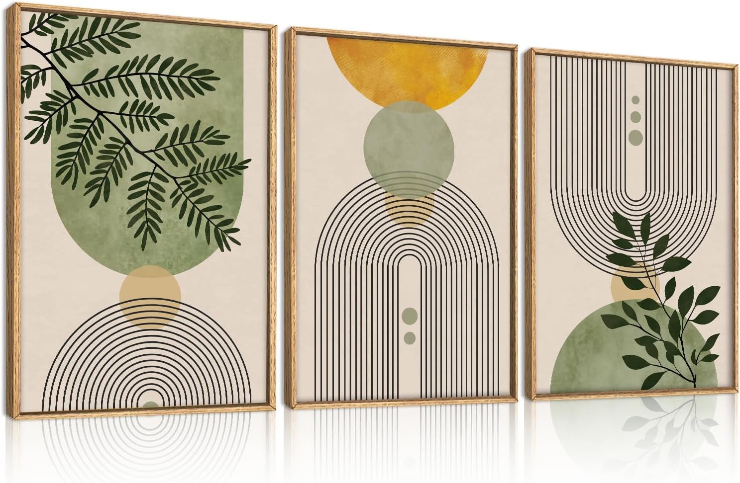 TOARTi Boho Framed Canvas Wall Art Prints,Set of 3 Mid Century Modern Wall Decor,Nature Plants Desert Sun Art Paintings,Bohemian Artwork for Living Room,Bedroom,Dining Room,Office - 16x24inchx3 — view 46