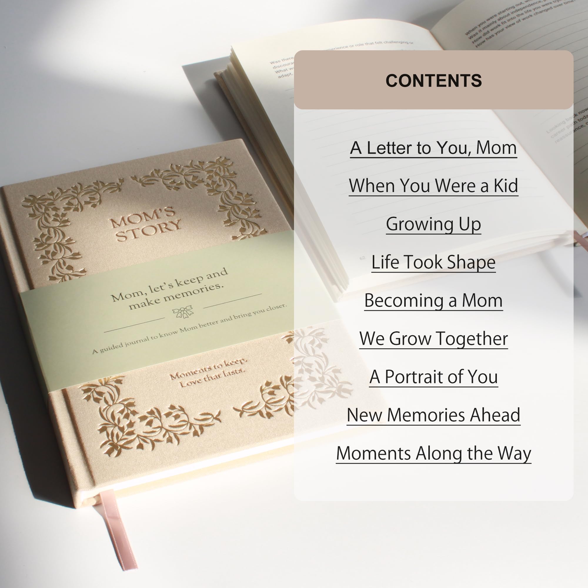 Diario de historias de mamá con letras y mensajes de historia de vida, regalos para mamá | Bring You Closer to Mom | Regalos para mamá para el día de la madre, cumpleaños y Navidad | Calidad reliquia, caja de regalo
