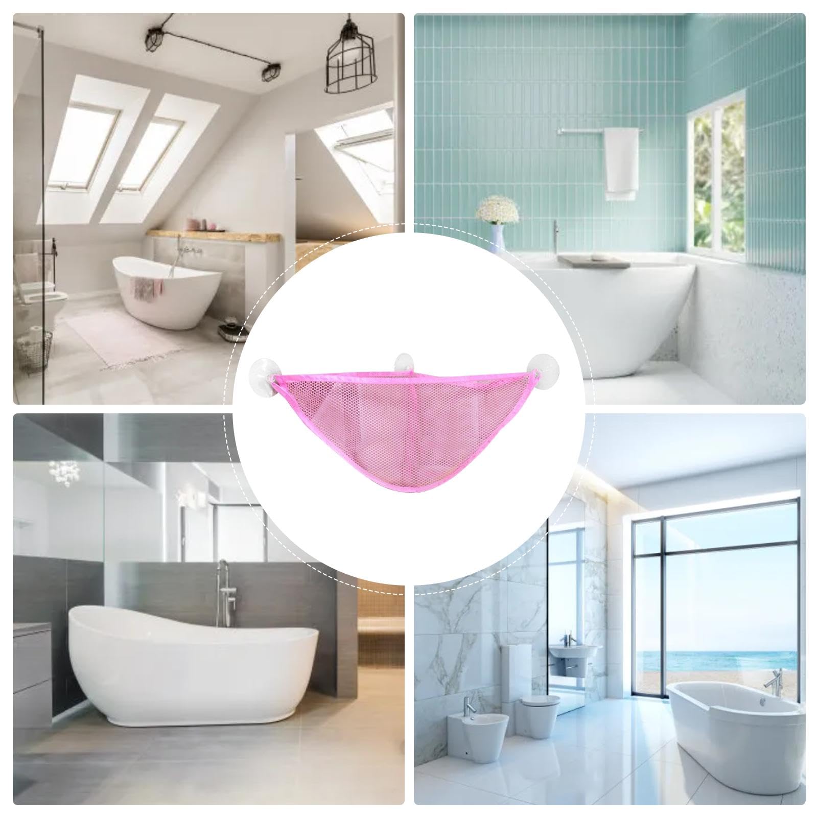 Supporto Trasparente Per Giocattoli Da Bagno – 2 Cestini Con 56 Fori Di Drenaggio, Grande Capacità, Adesivi Forti - 4