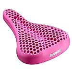 DAWAY S7 Gel Padded Bike Seat Cover - Comfortable Shock-Absorbing Honeycomb Bicycle Saddle Cushion for Men Women, Non-Slip, Easy to Clean, Fits for Peloton, Mountain, Road, Exercise Bike, Pink, 11x7