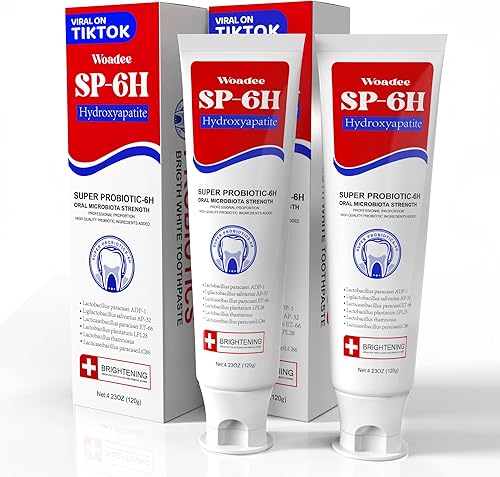 Woadee SP-6 Pasta de dientes hidroxiapatita, SP-6 Pasta de dientes blanqueadora probiótica, 6 probióticos+fórmula de hidroxiapatita para blanquear