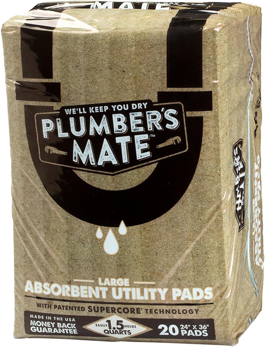 McAirlaid's 867947000018 Plumber's Mate Absorbent Utility Pads, Large, 20-Pack