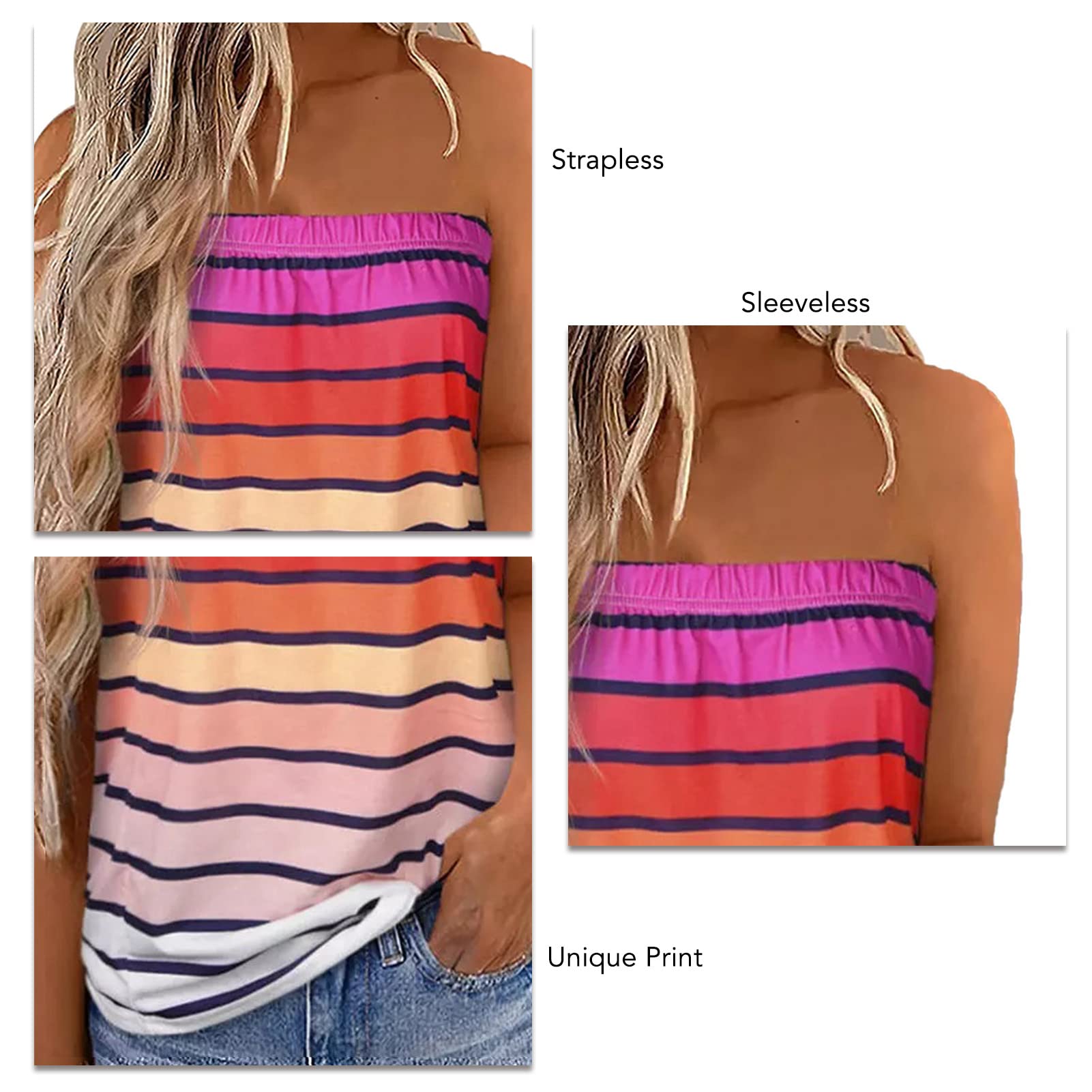 Delle Donne di Estate Sexy Del Tubo Top Off Spalla Senza Maniche Magliette E Camicette Senza Spalline A Fascia Boob Camicetta Della Camicia Della Spiaggia Della Maglia A Fascia Top Tubo(S-Multicolore)