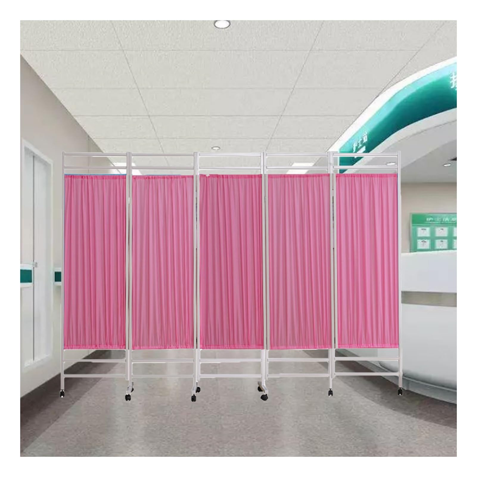 Paravent médical à roulettes 180x50 cm séparateur pliable 5 pièces