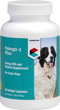 Covetrus Omega-3 Soft Gels for Large Dogs Essential Fatty Acids with Vitamins A, E & D3 Skin, Coat & Joint Supplement 60 Count