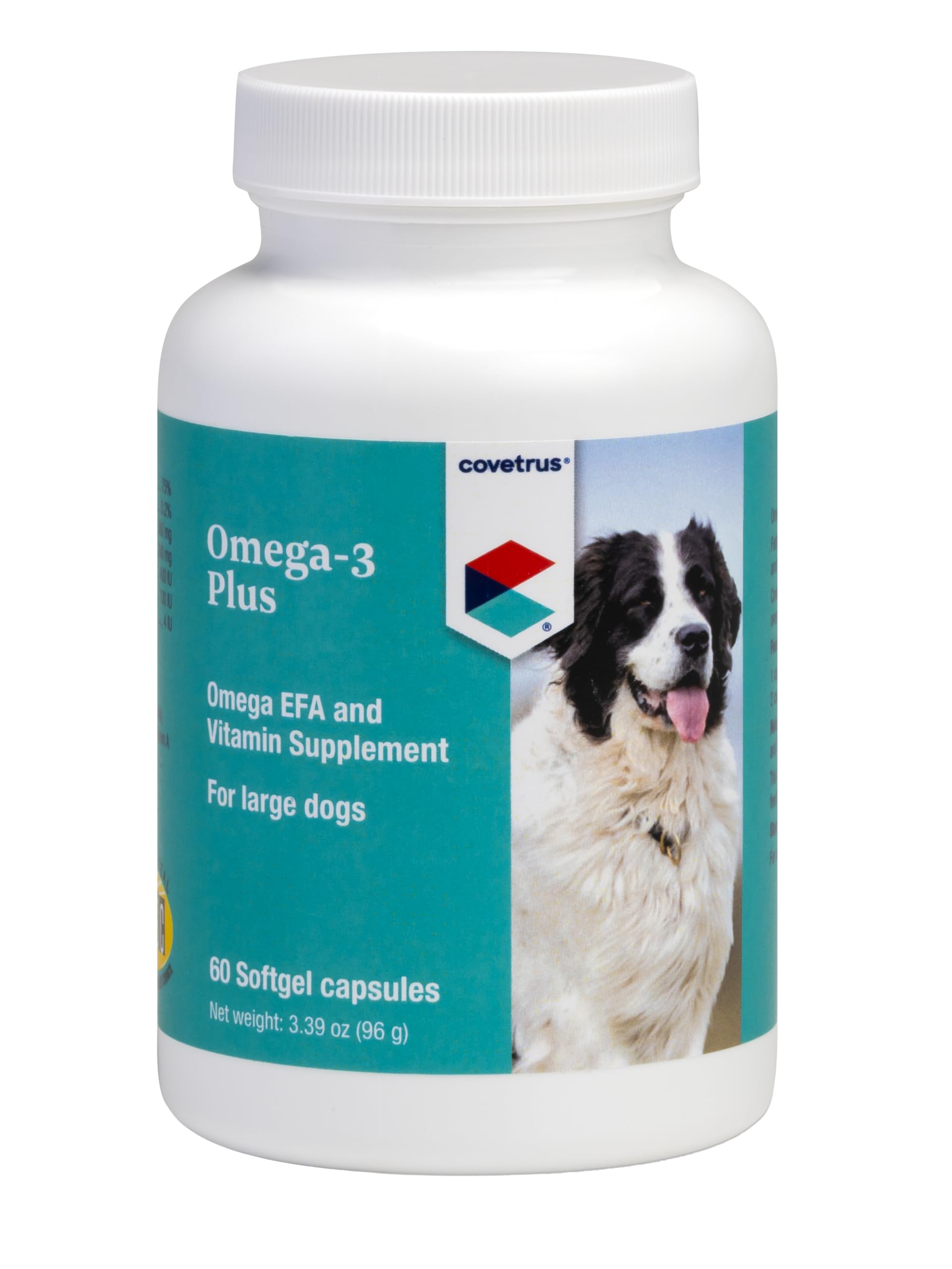 Covetrus Suplemento de Ômega-3 para cães de porte grande com vitaminas A, E e D3, 60 cápsulas