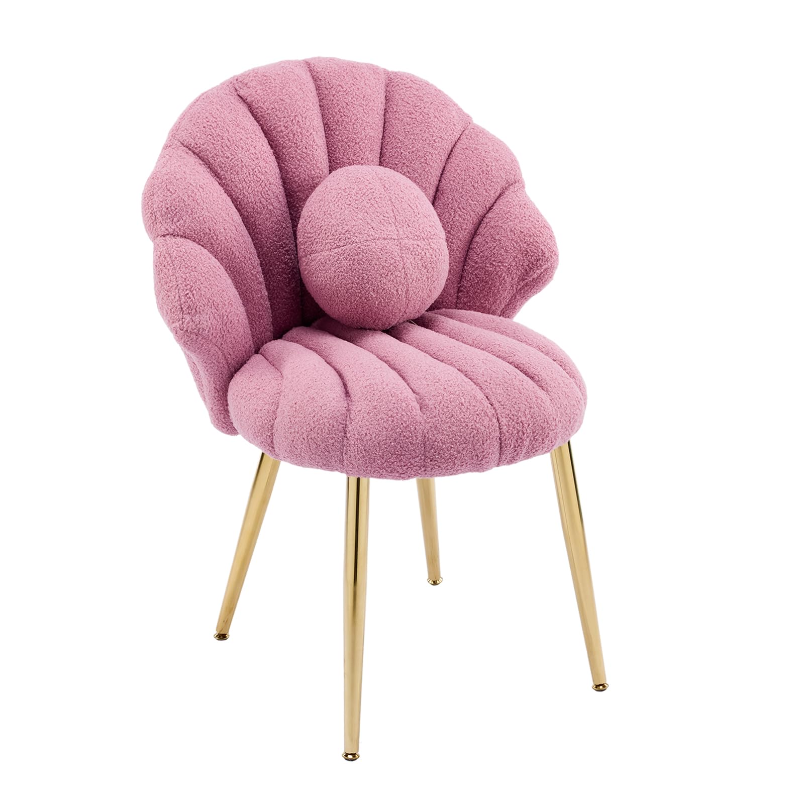 VINGLI Dressing Table Chair, Small Armchair with Pearl Deco Pillow (Purple)