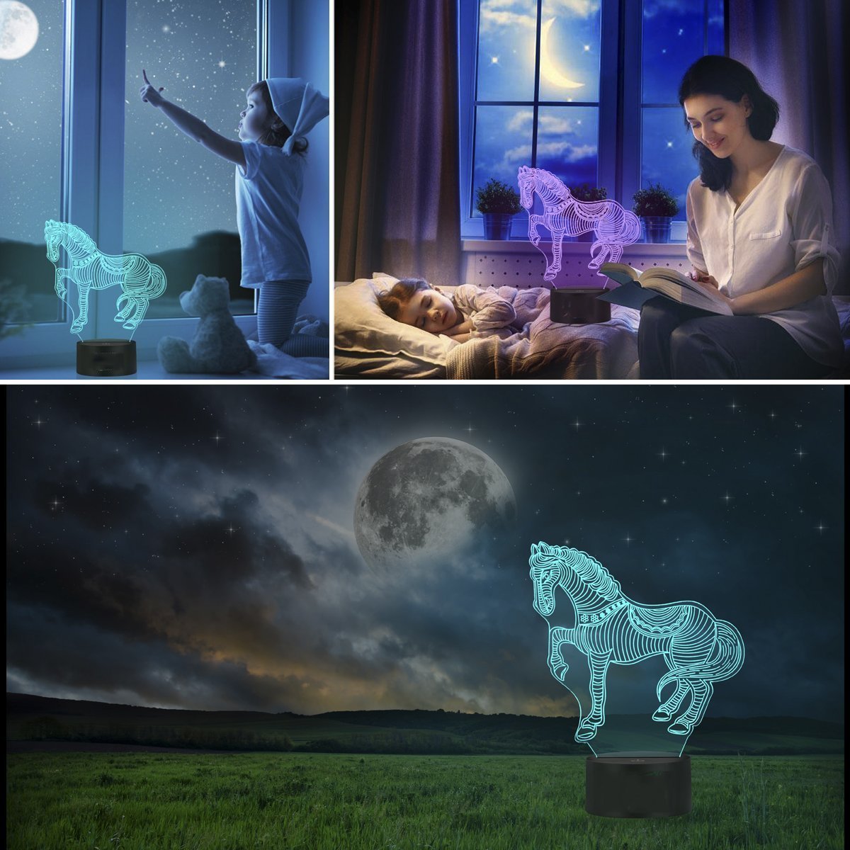 Dream Loom Lampade 3D, Illusione Ottica Luce Notturna Dinosauro 16 colori Lampada da a LED con