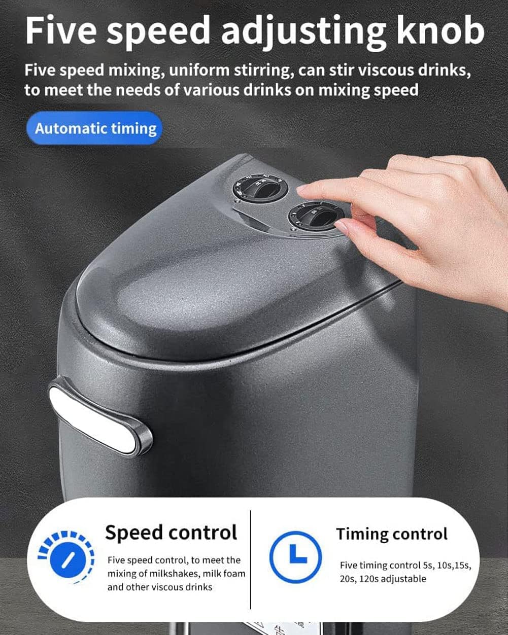 Frullatore Elettrico Per Frappè, Macchina Automatica Per Frappè Da 280 W Con Velocità Regolabile A 5 Marce, Frullatore Per Bevande Commerciale In Acciaio Inossidabile Per Cocktail/Banana/Fragola