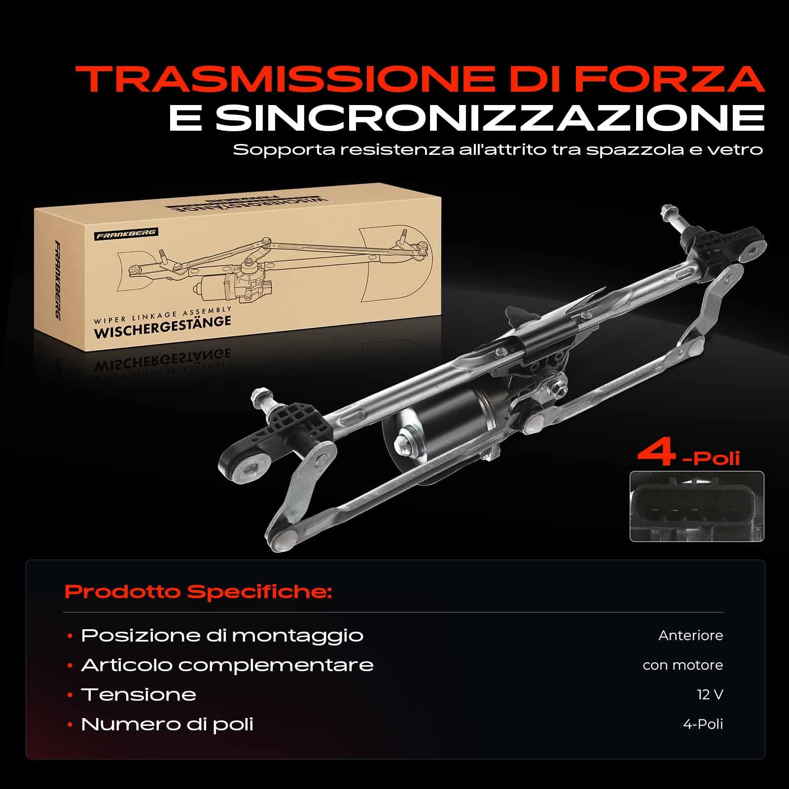 Frankberg Meccanismo tergicristallo con motorino anteriore 46804522 | Compatibile con: 169