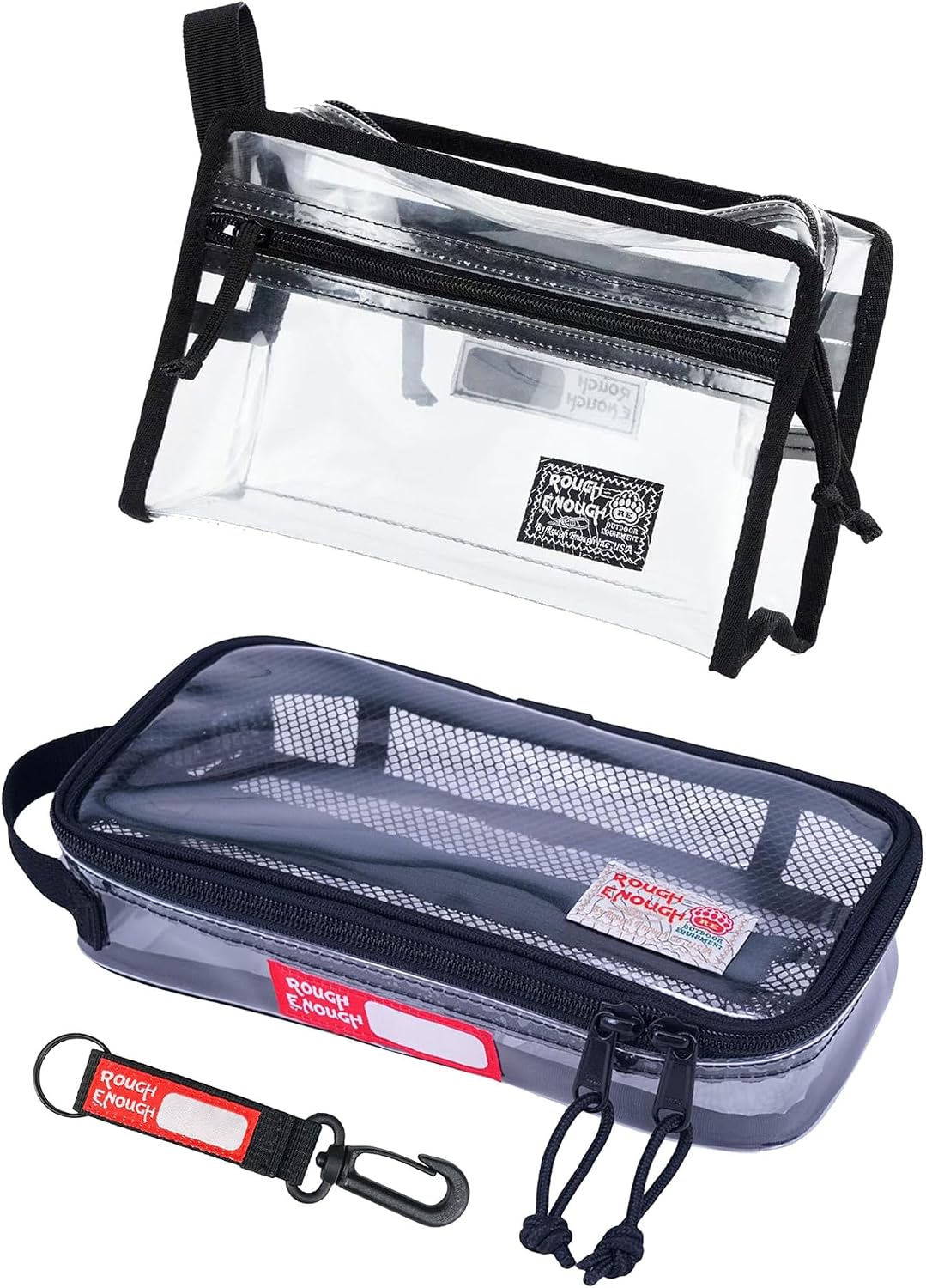Rough Enough Clear Travel Toiletry Bag Cosmetic Bags Makeup Organizer Pouch for Women Men Bundle Set