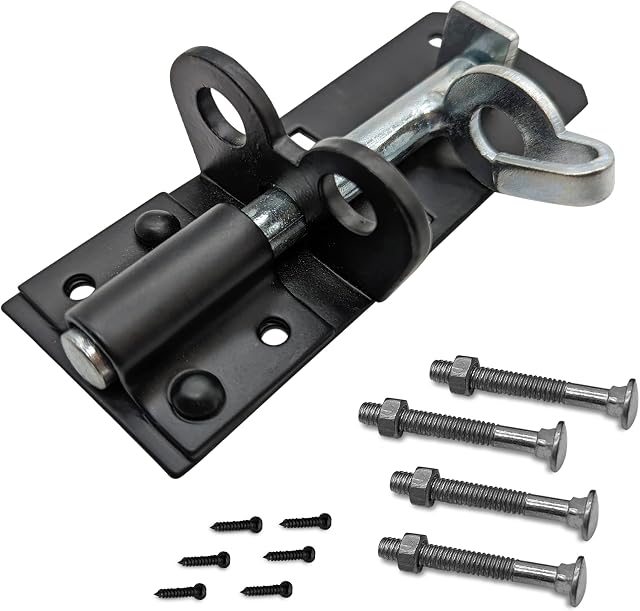 WZ Black Padlock Brenton Bolt - Heavy Duty Type 2A Sliding Gate Bolt - Door Lock Bolt for Garden Shed Doors Window and Garage Wooden Gates 4 Inch