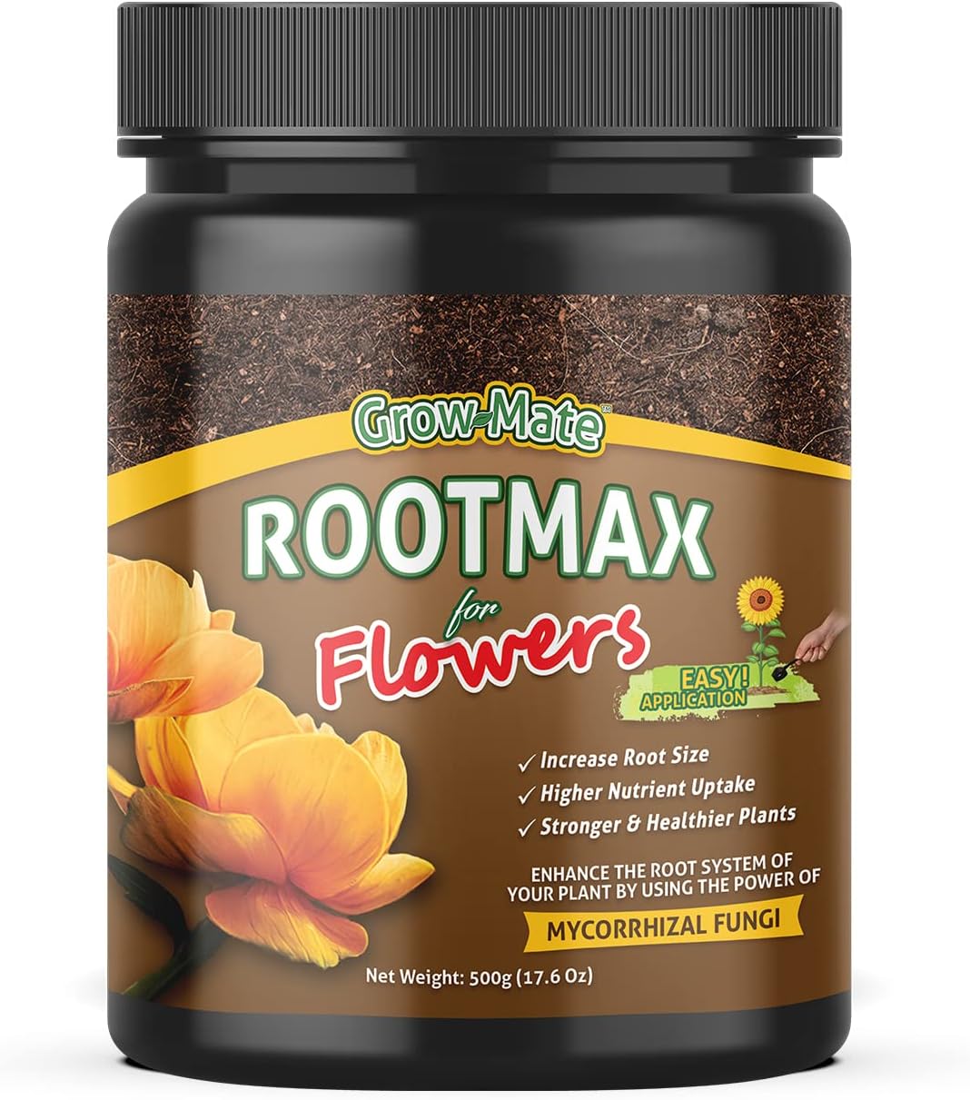 RootMax - Mycorrhizal Fungi Rooting Powder for Flowers, Higher Nutrient Uptake than Rooting Hormone for Cuttings, Enhanced Flower Food Rose Food and | Treats up to 100 Plants (500 gm/17.6 oz)