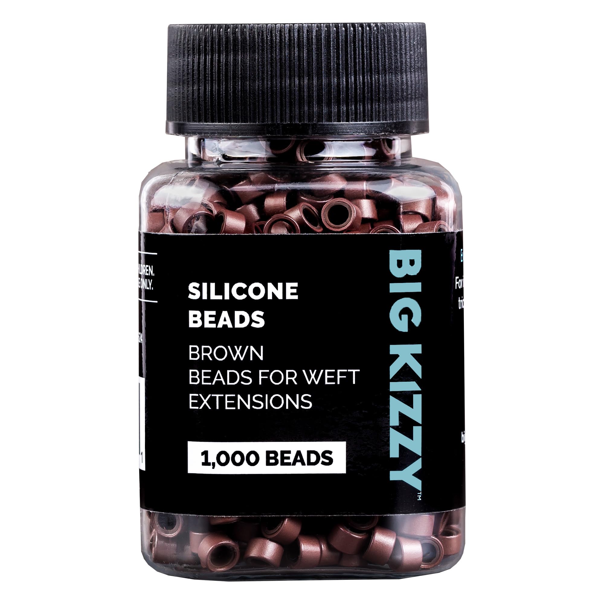 Big Kizzy 1000pcs Brown Silicone Lined Microlink Beads for Weft Hair Extensions, 5.0mm for invisible extension application