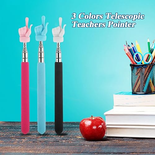 Miniatura 7 de Puntero retráctil para profesores, 3 unidades, puntero telescópico de dedo, mini puntero extensible para aula para presentador de mano, puntero de