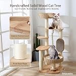 Arbre de chat en bois pour grand chat, Tour de chat de 49,6 pouces avec poste de scratching pour les chats intérieurs, Condo de chat multi-niveau avec lit de chat tissé à la main et planche à scratCHing facile à nettoyer