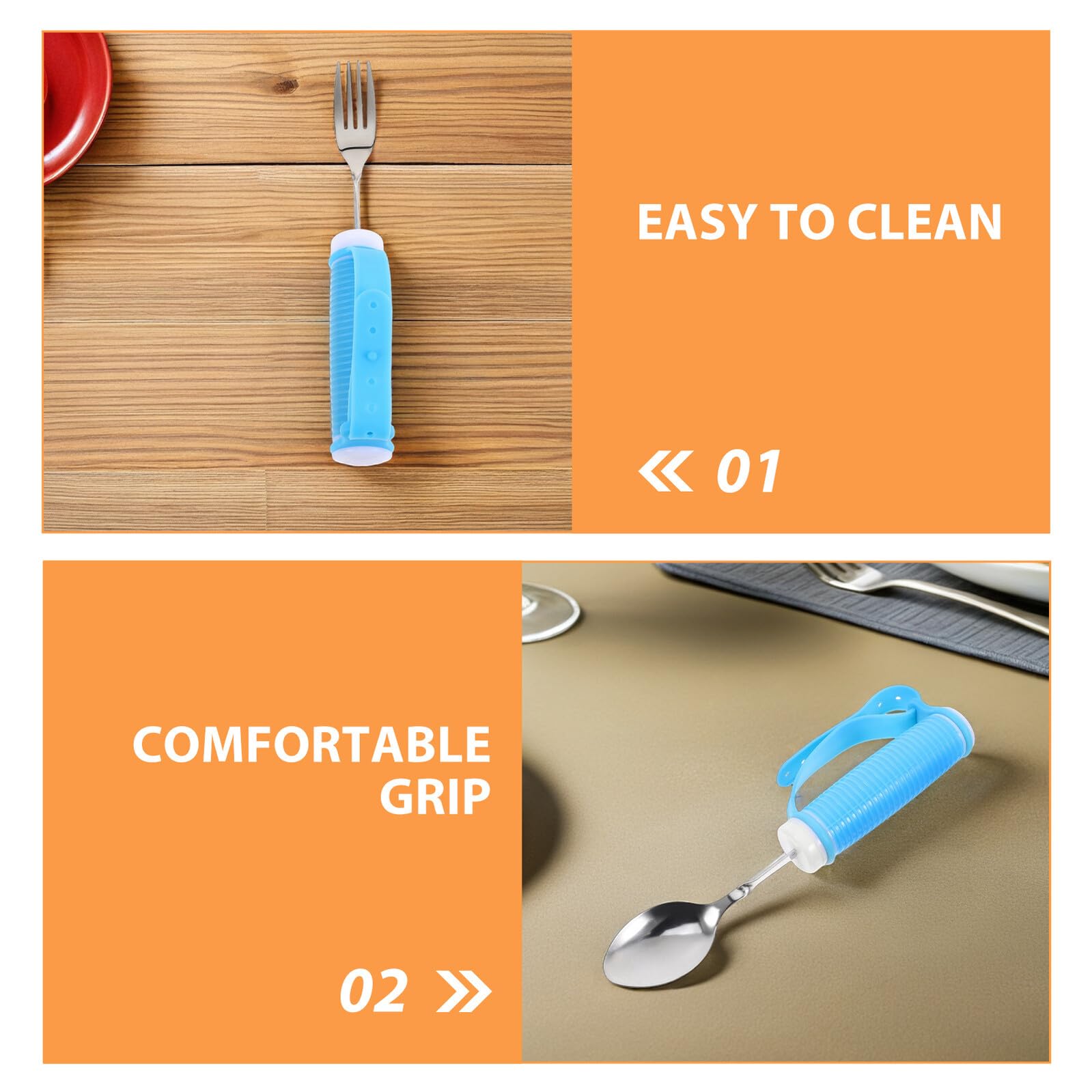 Cuchara de Ayuda para Comer Anti-batidos 1 Juego de Acero Inoxidable | Pp y Tpe, para Adultos y Necesidades Obsequios, Uso en Centros de Rehabilitación y Cuidados