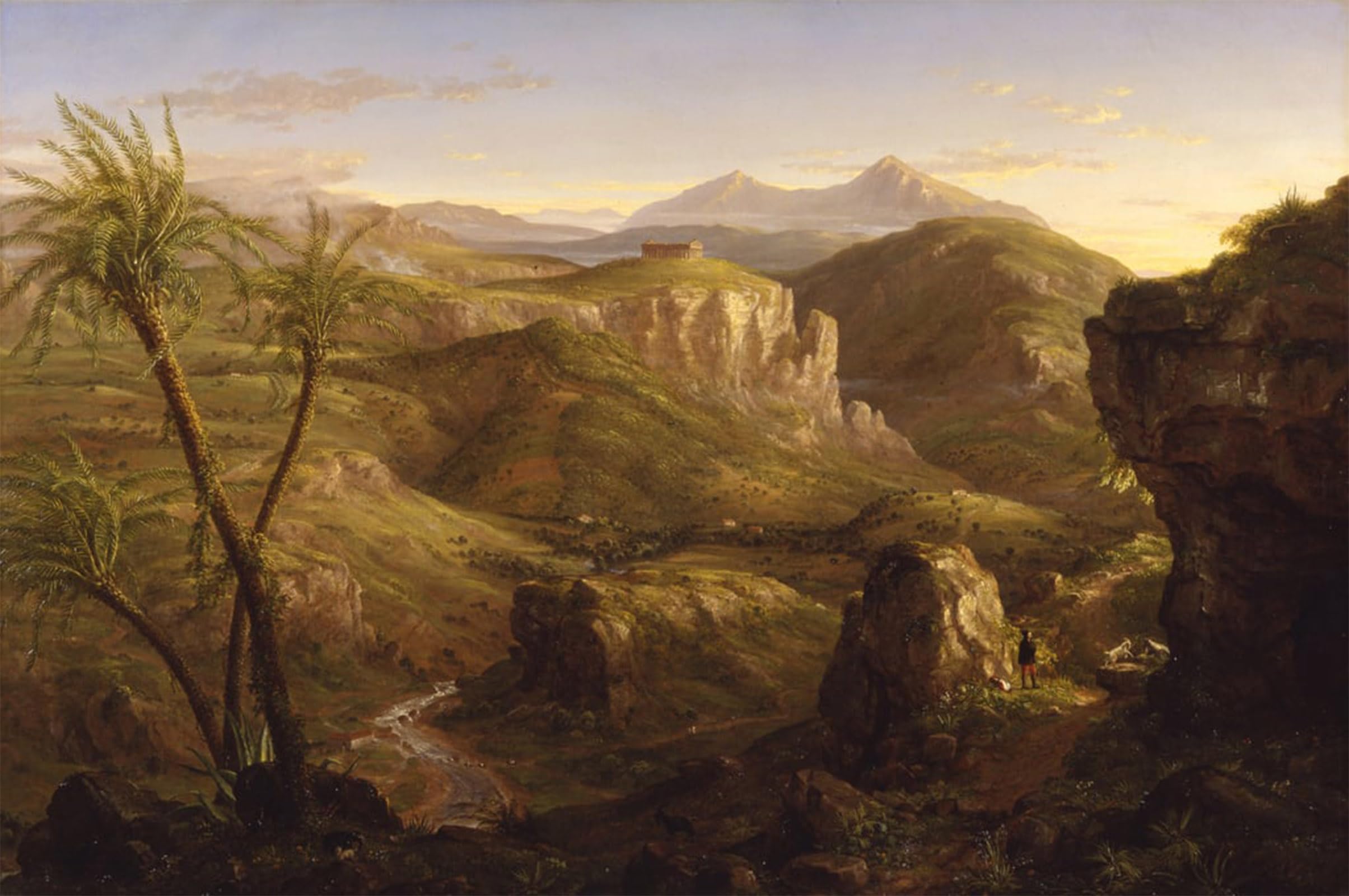 ARTXLXXBN Famous Painting Art Wall Decor Abstract Art Picture the Vale and Temple of Segestae Sicily by Thomas Cole Animal Pictures for Home Decor 60x90cm