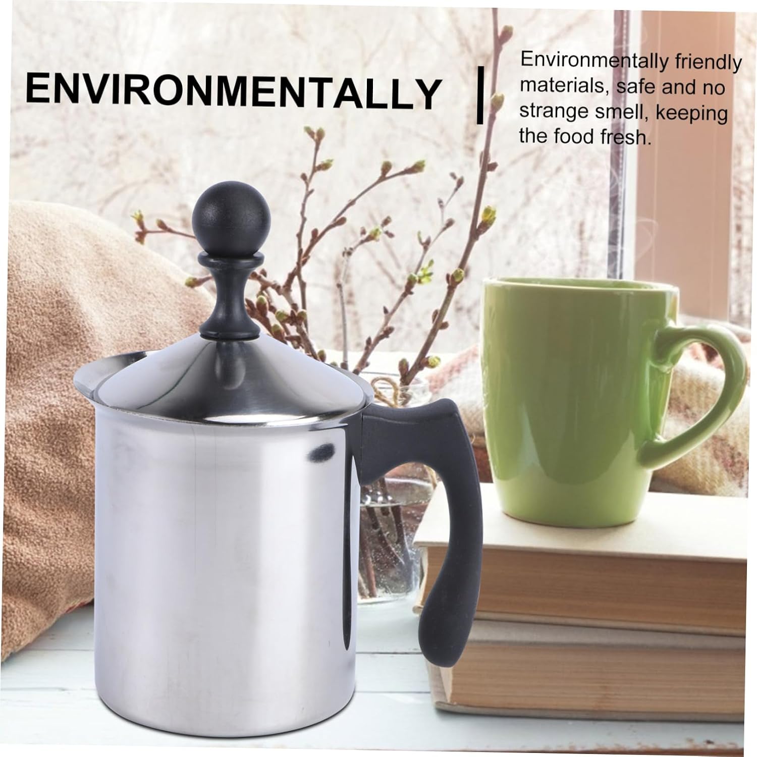 Ciieeo Manual Stainless Steel Milk Frother Pitcher Handheld Foaming Tool for Latte and Cappuccino Lightweight and Portable Design Easy to Use for Milk Blending