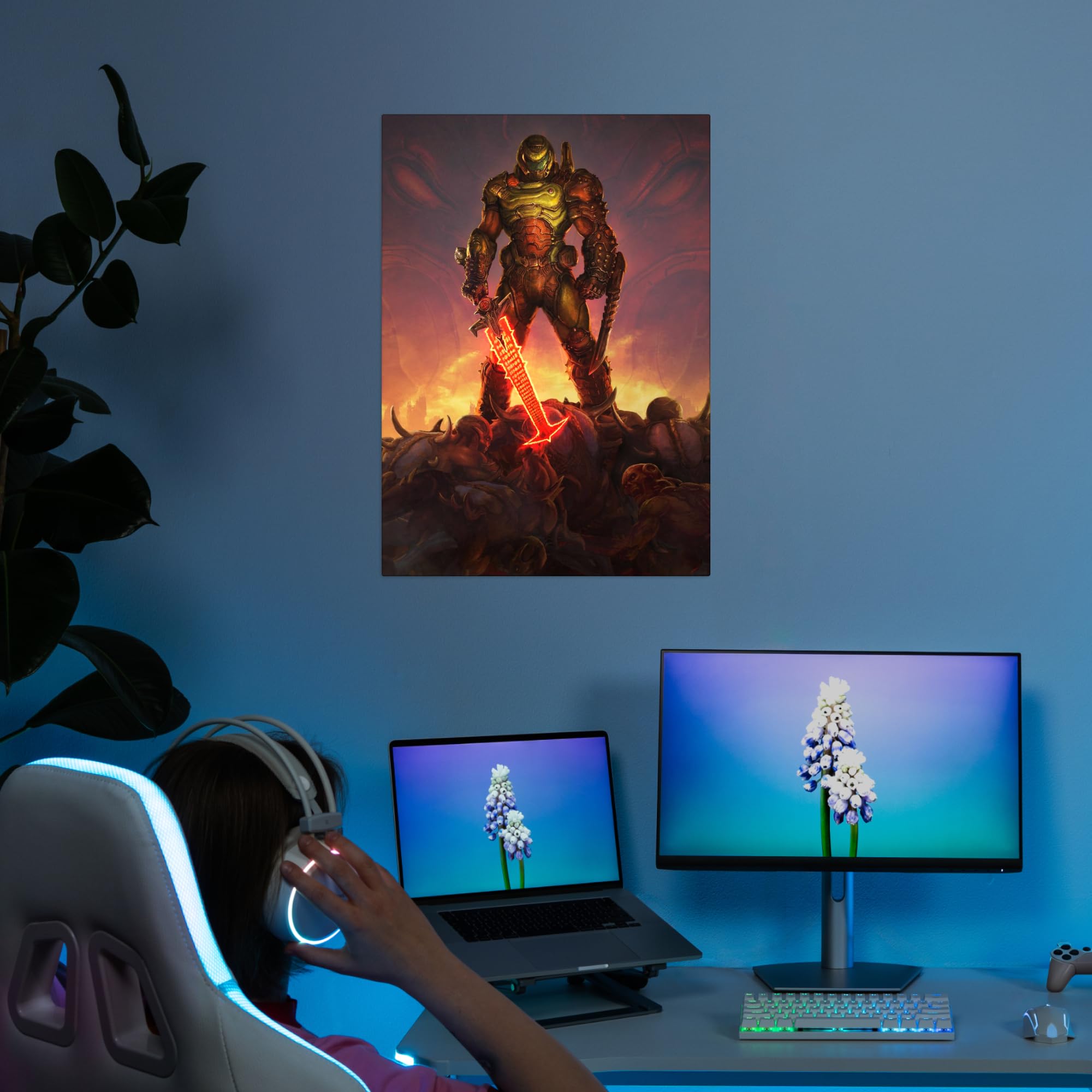 Displate - Poster In Metallo - Montato a Magnete - DOOM - The DOOM Slayer