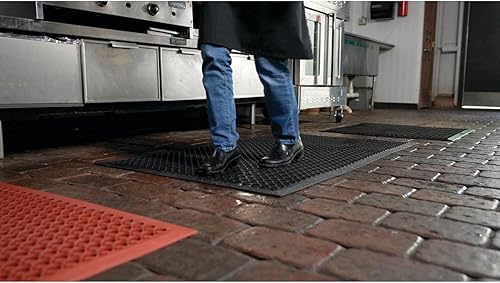 Miniatura 6 de NoTrax T30S0310BL - Tapete ligero de goma para restaurante de 3 x 10 pies con orificios de drenaje, alfombrillas antifatiga, negro, competidor T30