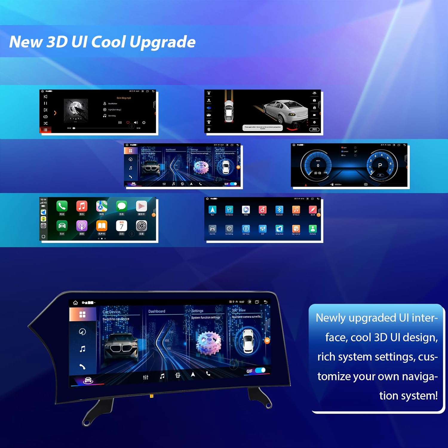 12.3-inch car Radio, Multimedia Video, Stereo, GPS Navigation Suitable for BMW X3/X4 (CIC System) 10-13, Android 13.0 Wireless Player, CarPlay Auto Bluetooth, Original System retained,（8+128G）