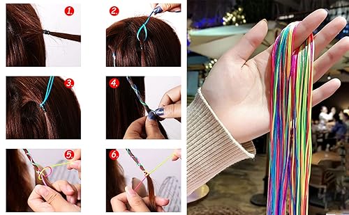 Miniatura 7 de Juego de 50 trenzas de pelo surtidas con colores degradados, trenzados, para trenzas de cola de caballo, mujeres y niñas, accesorios de peinado