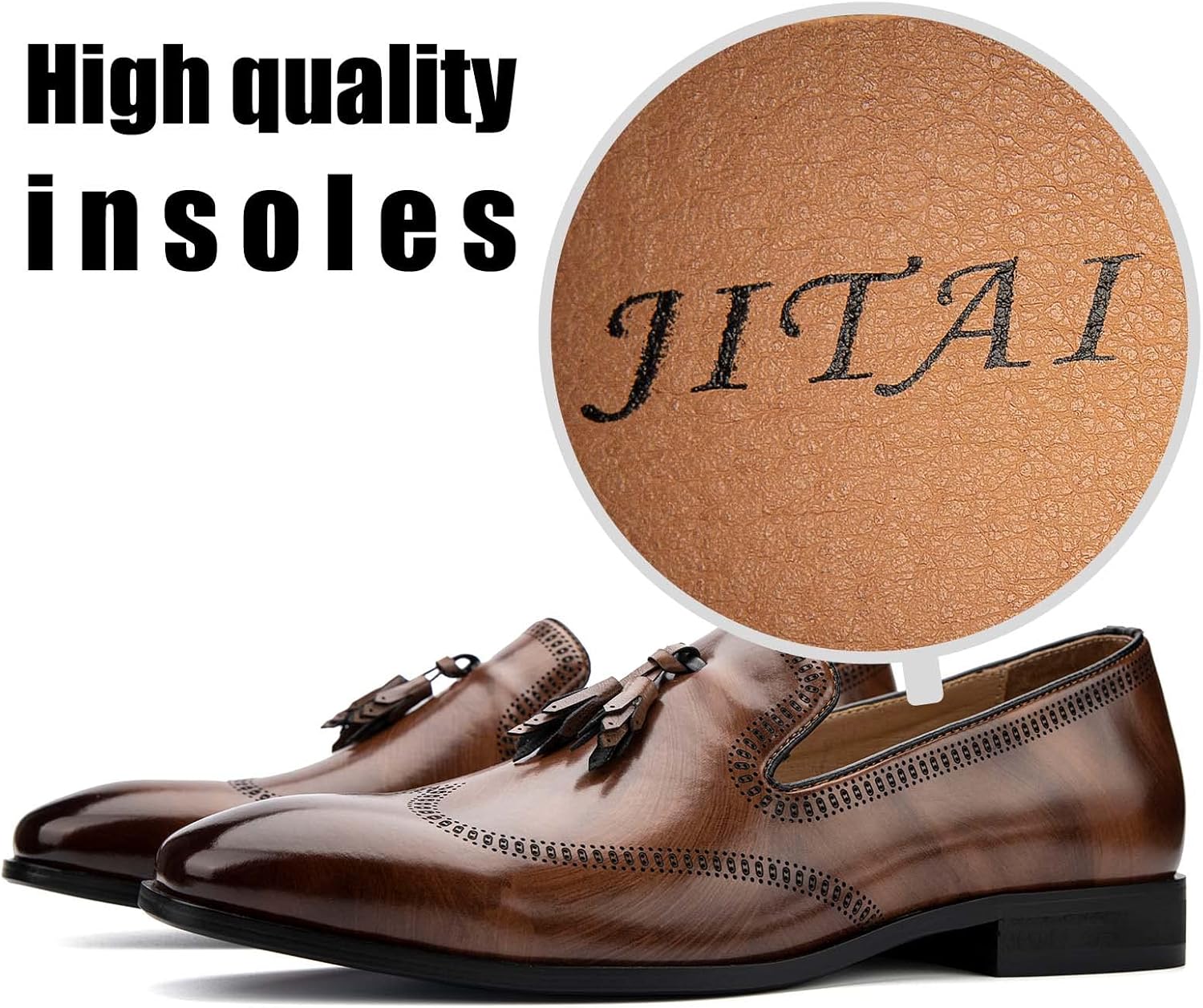 JITAI Mens Shoes - Casual Leather and Suede Penny Loafers for Men, Comfortable Low-Heels, Slip-On Dress Shoes for Wedding, Business, and Formal Events in Black or Brown - Image 6