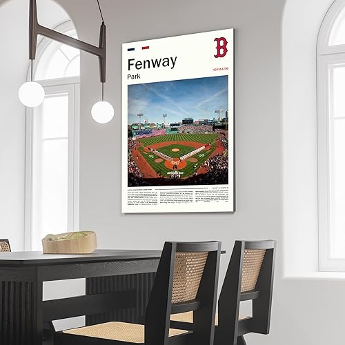 Miniatura 3 de Póster del estadio FenwayPark (lienzo de 24 pulgadas de largo x 16 pulgadas de ancho) Boston Ballpark - Póster deportivo retro de los Red Sox -