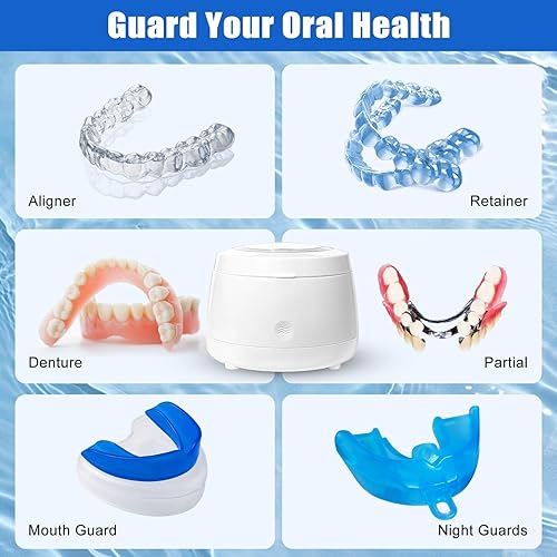 Miniatura 5 de Limpiador ultrasónico de retención para dentaduras, limpiador profesional de joyas de 6.1 fl oz, máquina de limpieza dental portátil de 43 kHz para