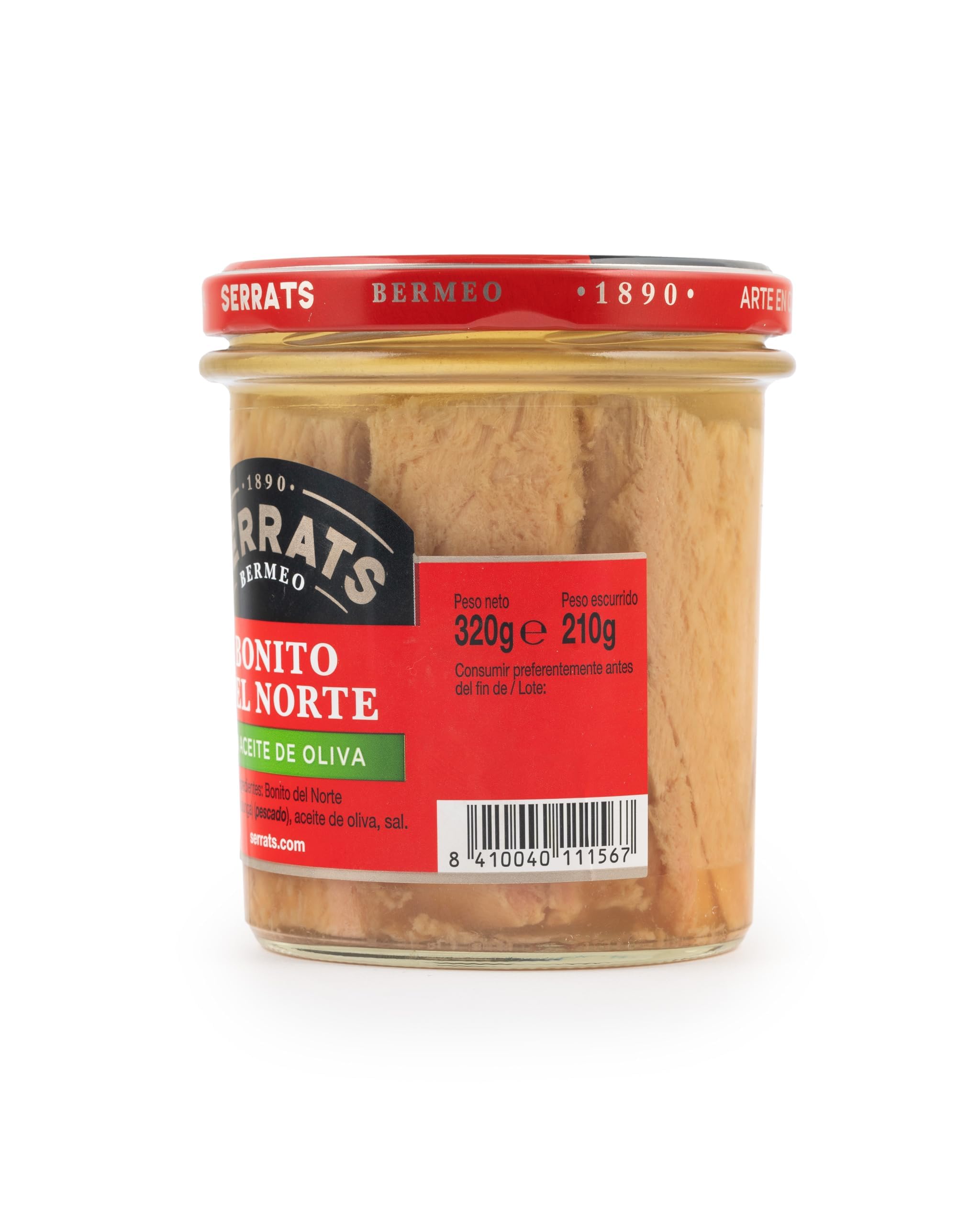 CONSERVAS SERRATS - Thon Germon de Cantabrique à l'Huile d'Olive - 6 Bocaux x 320g (Total : 1920g) - Fabrication Artisanale depuis 1890 - Sans Gluten - Riche en Oméga 3 – Premium