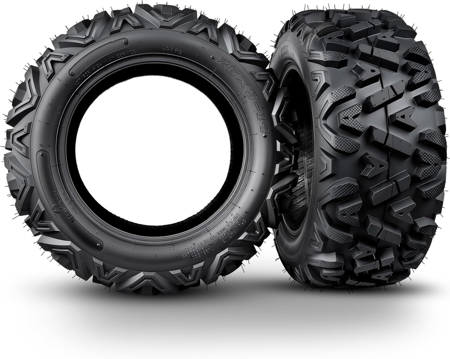 All-Terrain ATV UTV Tires 26x9-14 26x9x14 for Trail, Mud, and Sand, 6-Ply, Set of 2, Tubeless