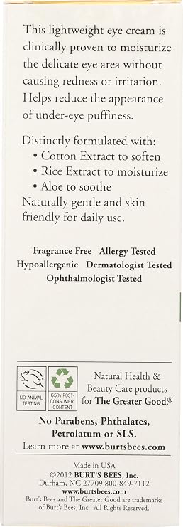 Burt's Bees Eye Cream for Sensitive Skin, 0.5 Ounces