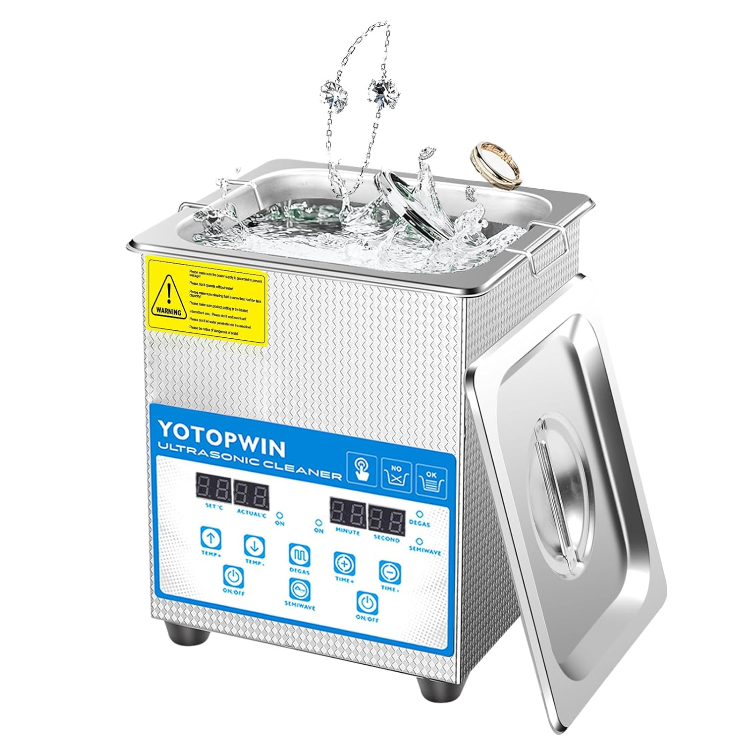 Jewelry Cleaner Ultrasonic Machine Professional Lab Ultrasonic Cleaner With Digital Timer & Heater 40KHZ For Retainers Carburetors Dentures Mouth Guard Automotive Parts Cleaning Equipment (0.53Gal,2L)