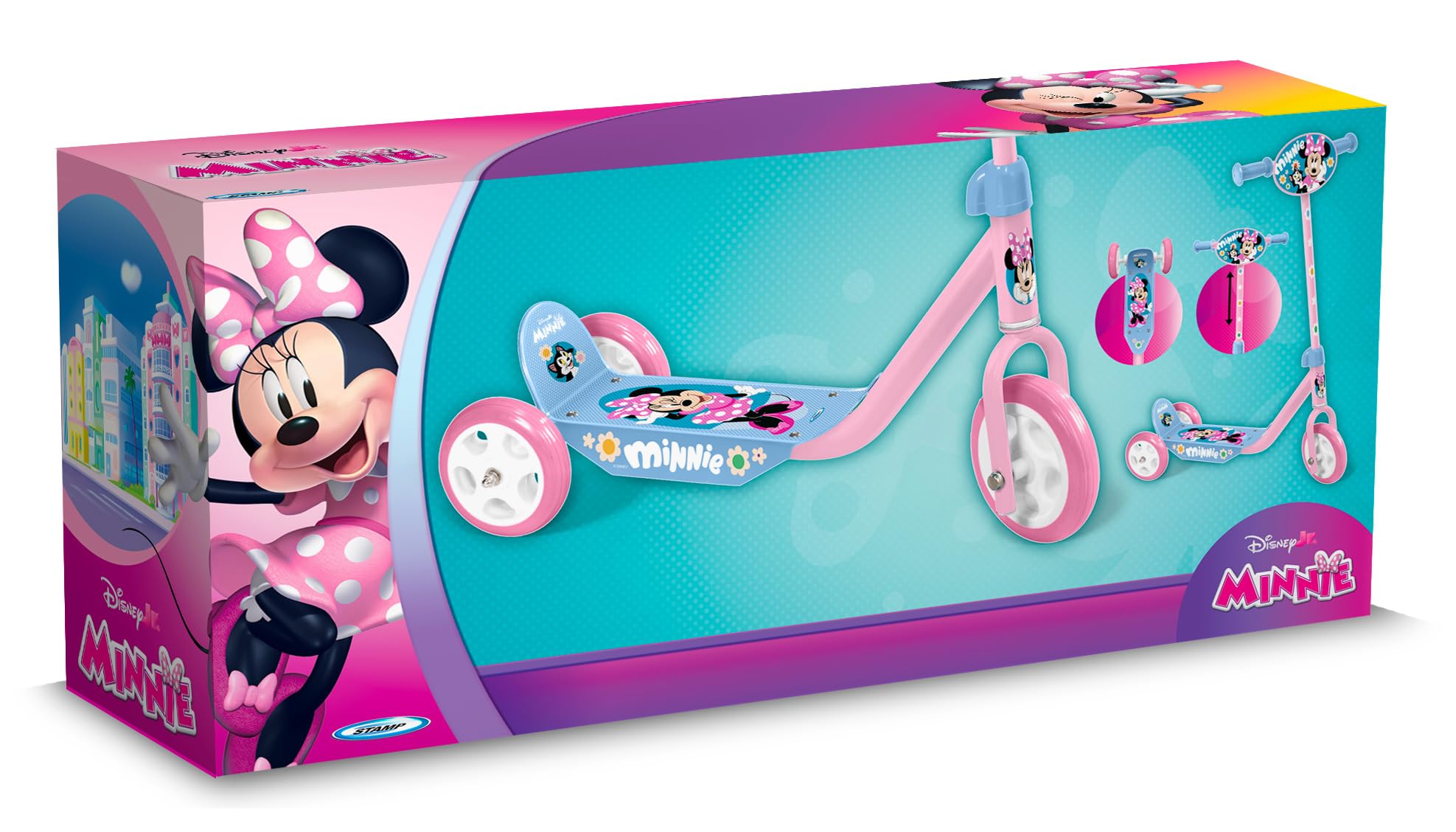 Trottinette 3 Roues Minnie Ajustable en Hauteur. Large Plateau Anti-dérapant. Poignées Anti-pincement. Roues PVC. Plaque décorée, Blue