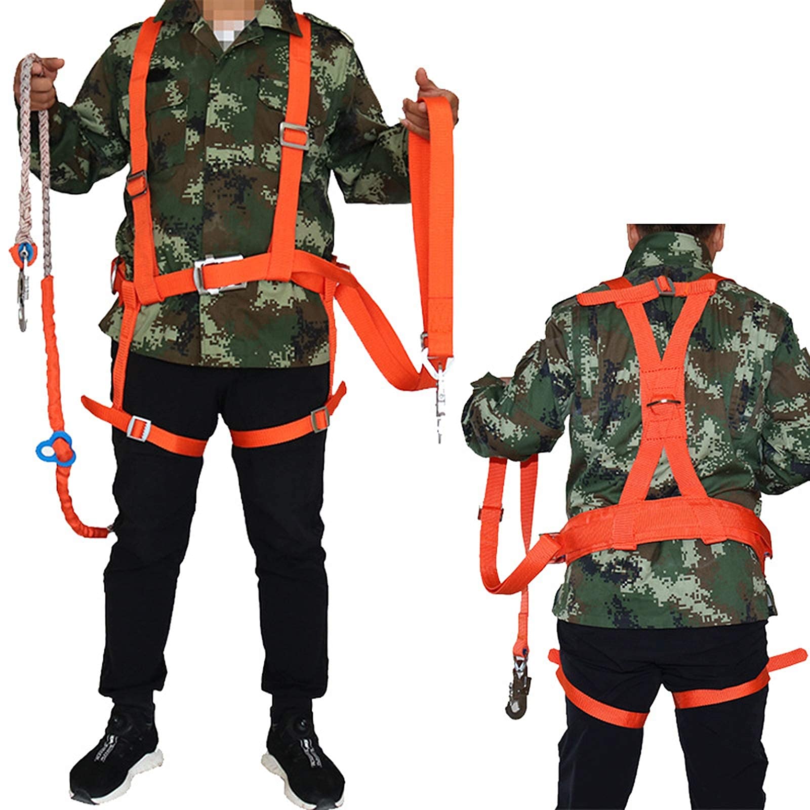SwaYve Kits de Arnés de Seguridad, Equipo de Arnés de Seguridad de Cuerpo Completo de Protección Personal Arnés de Detención de Caídas de Seguridad para Montañismo